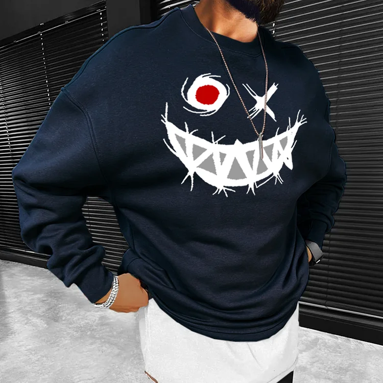 Smiley Print Casual Oversized Sweatshirt - Image 4