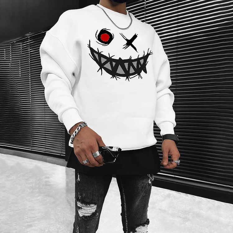 Smiley Print Casual Oversized Sweatshirt - Image 5