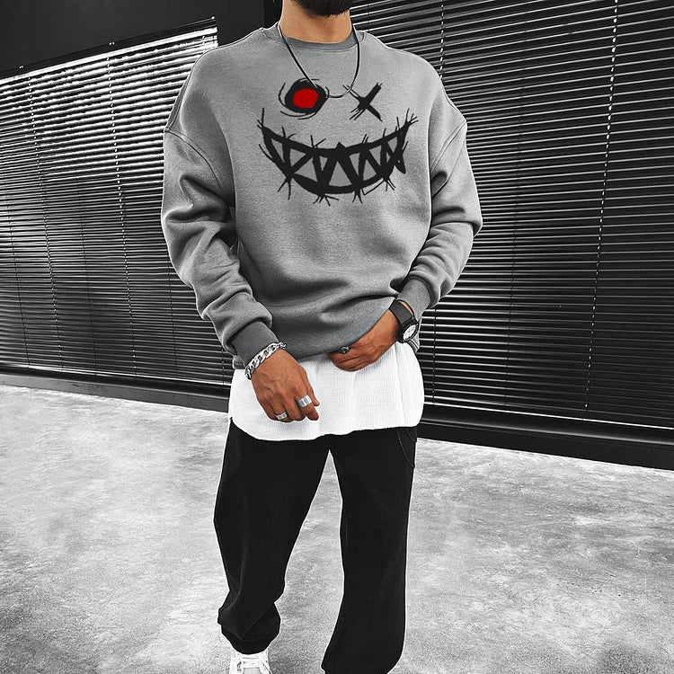 Smiley Print Casual Oversized Sweatshirt - Image 7