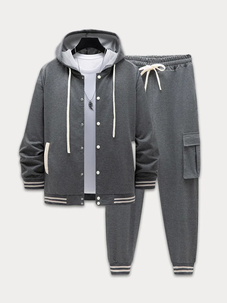 Sporty Hooded Jacket Pants Set - Image 6