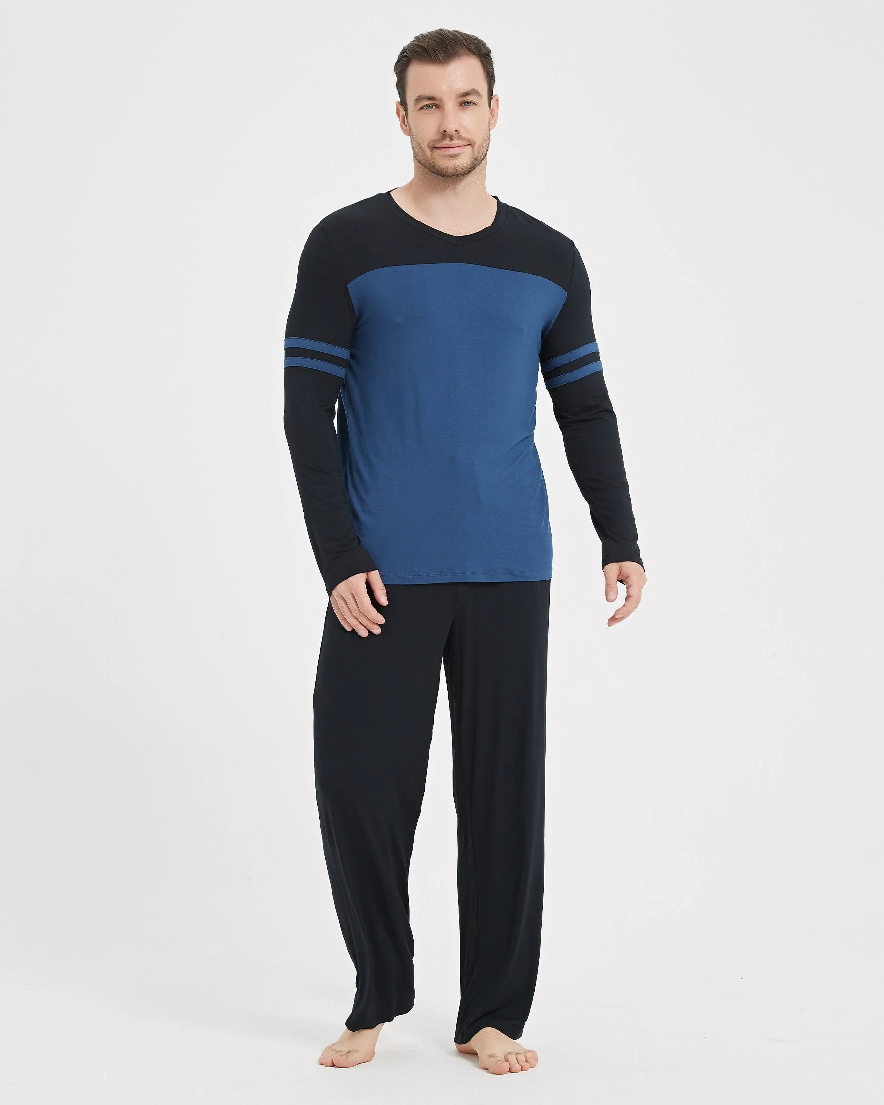 Bamboo Stripe Color Block Long Sleeve Pajama Set - Image 13