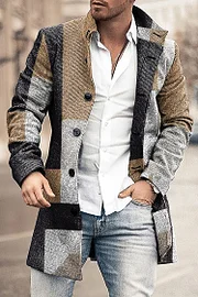 Stylish Contrast Geometry Print Coat - Image 2