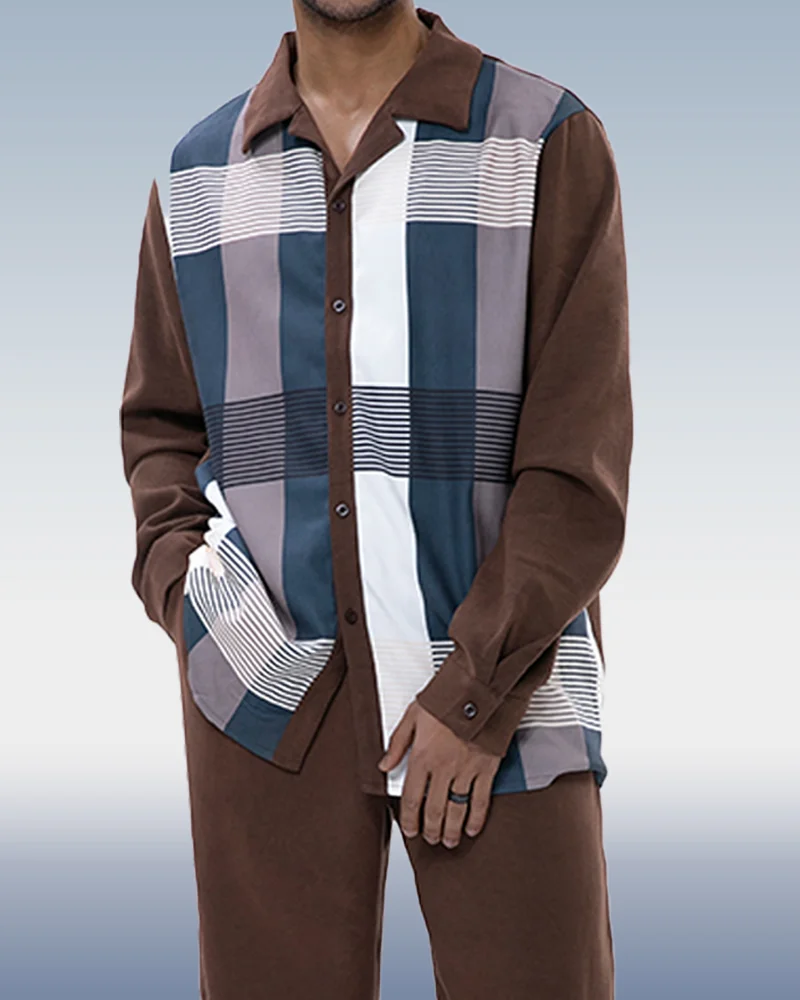 Brown Suede Long Sleeve Walking Suit 027
