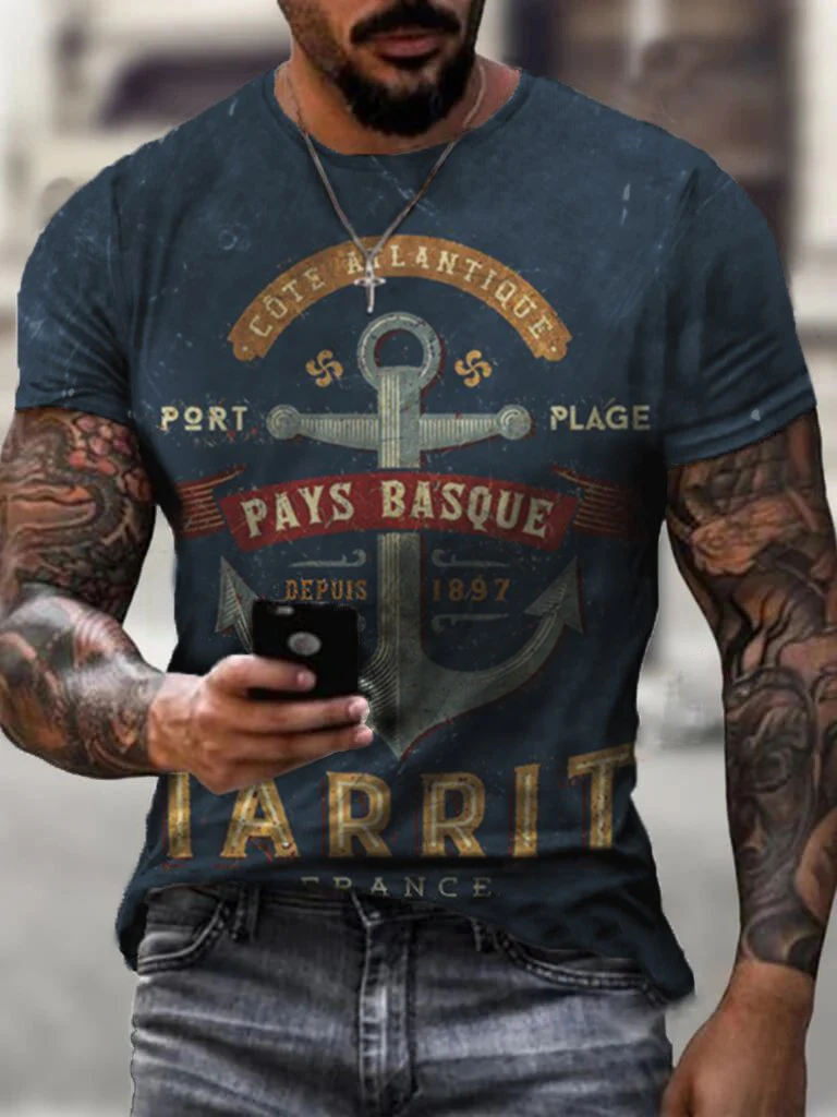 T-Shirt Motorcycle Retro Short Sleeve Casual