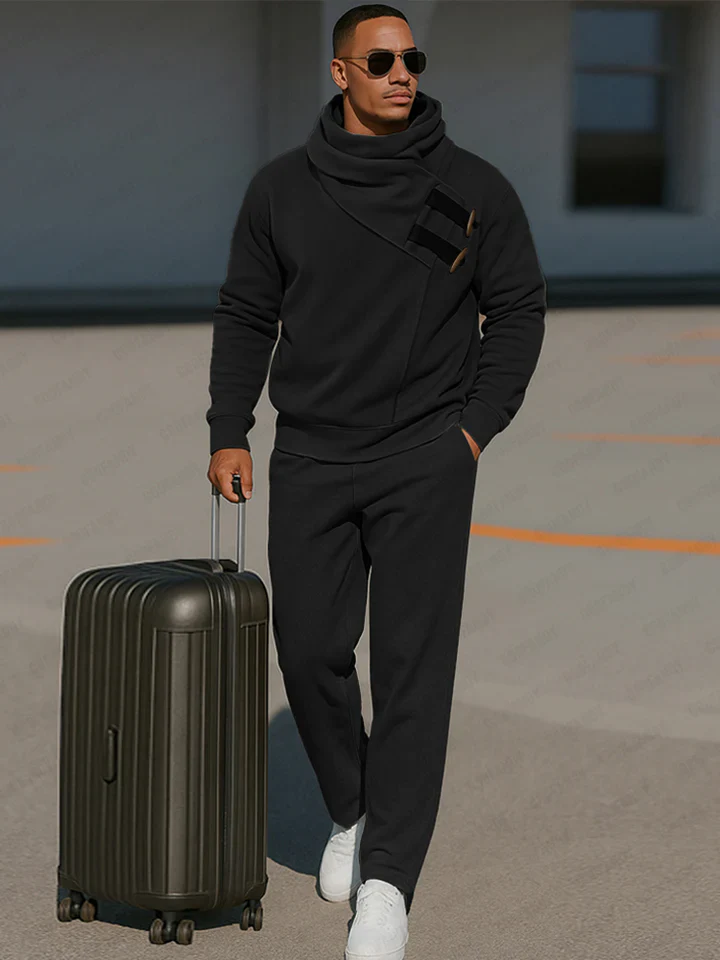 Trendy Asymmetric Placket Sweatsuit Set - Image 2