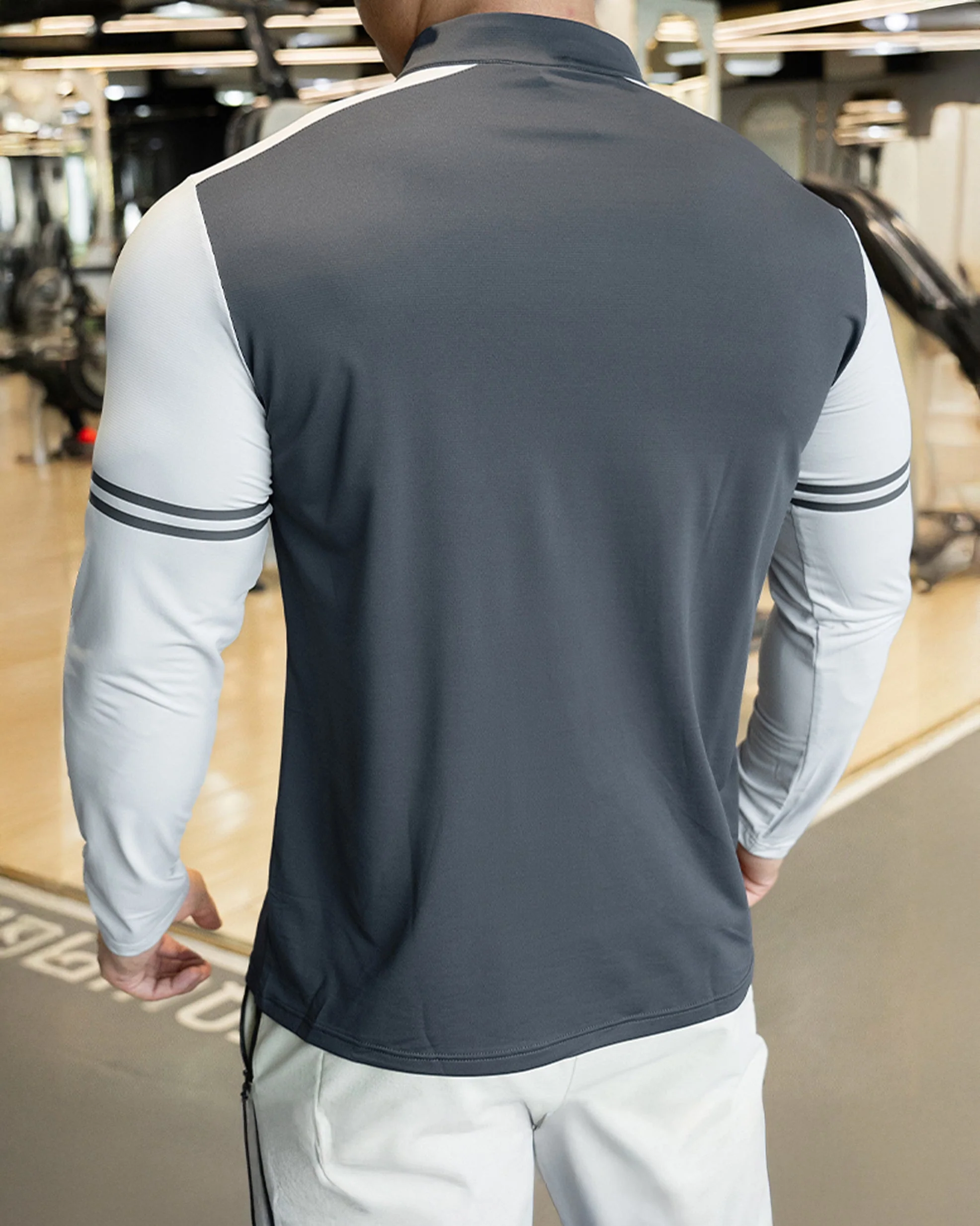 Staycool Two-Tone Stripe Quarter Zip Long Sleeve Shirt - Image 9