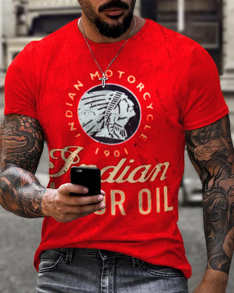 Vintage  Casual Oil Locomotive T-Shirt