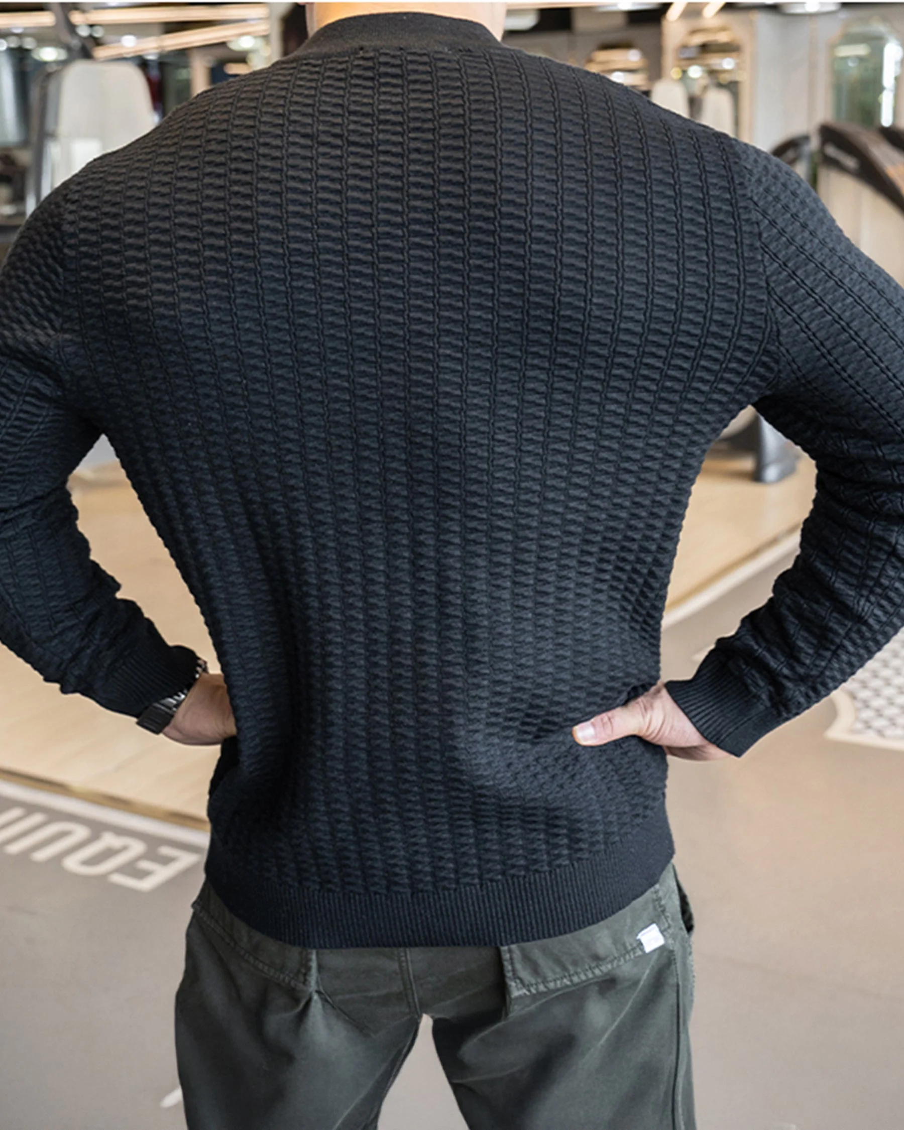 Wheat Textured Quarter Zip Pullover Sweater - Image 14