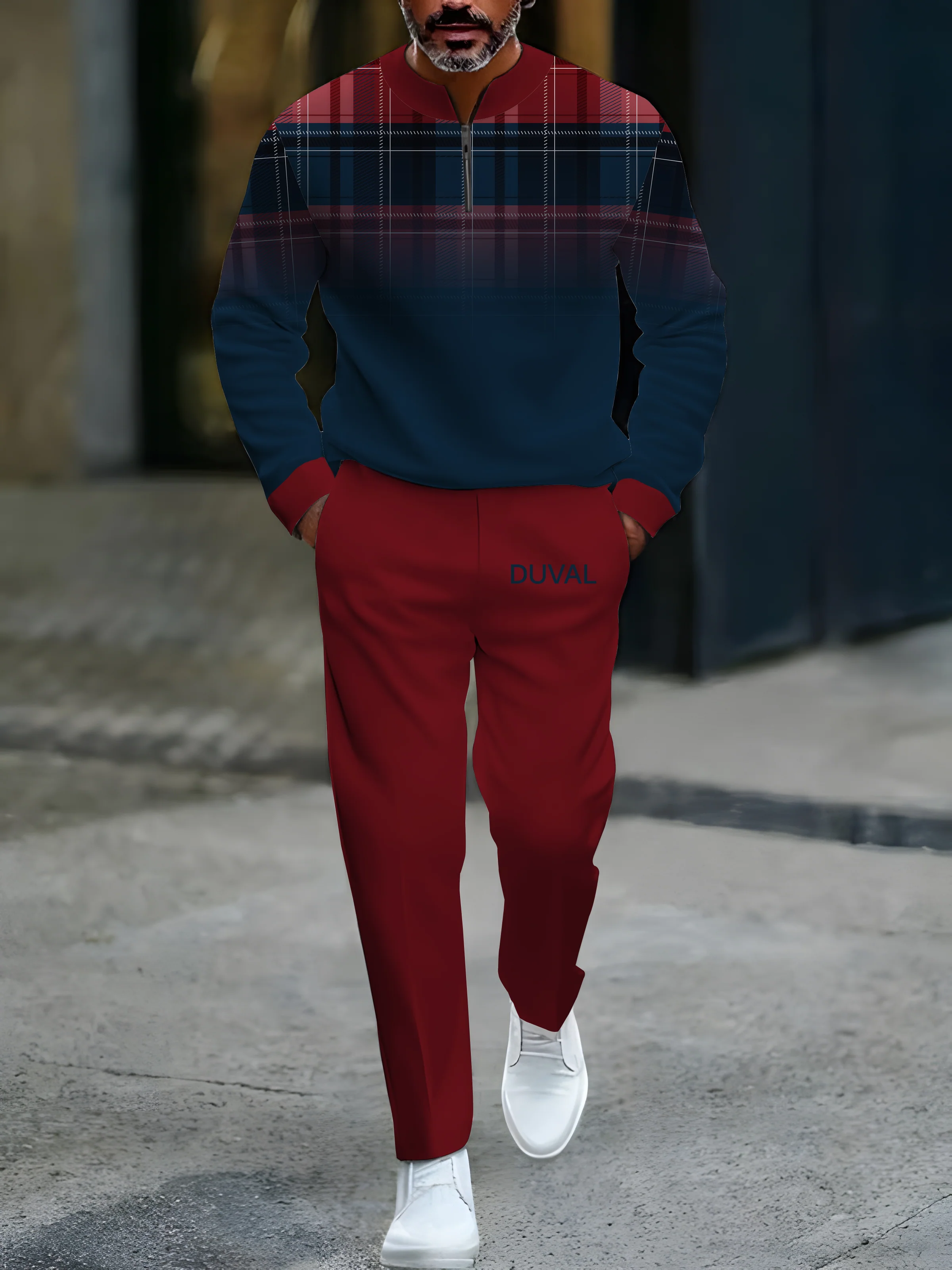 Zipper Long Sleeve Long Pants Two-Piece Set