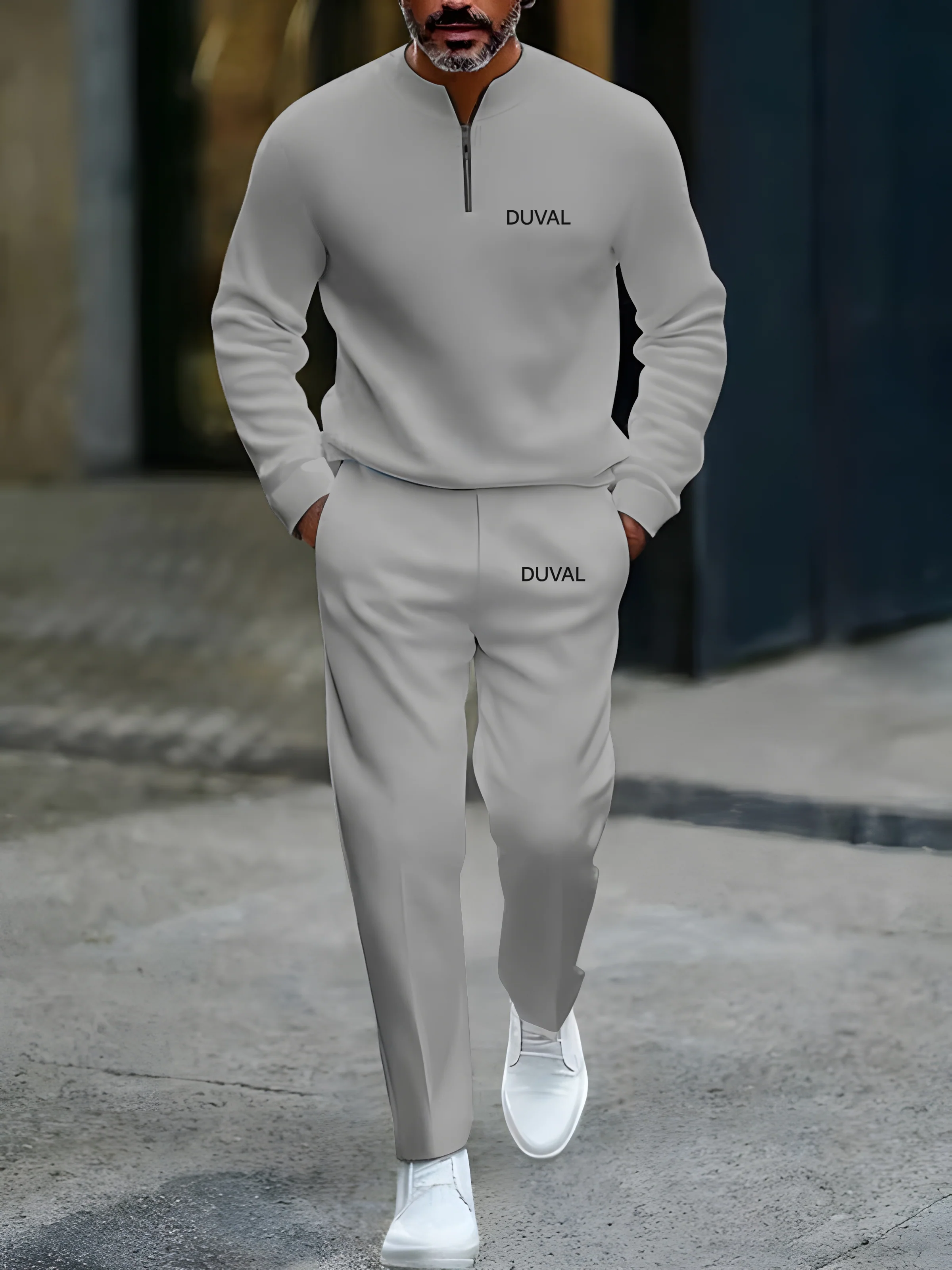 Zipper Long Sleeve Long Pants Two-Piece Set - Image 4
